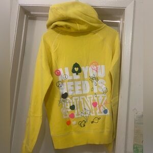 VICTORIA SECRET Yellow Graphic Hoodie with Colorful Back Print